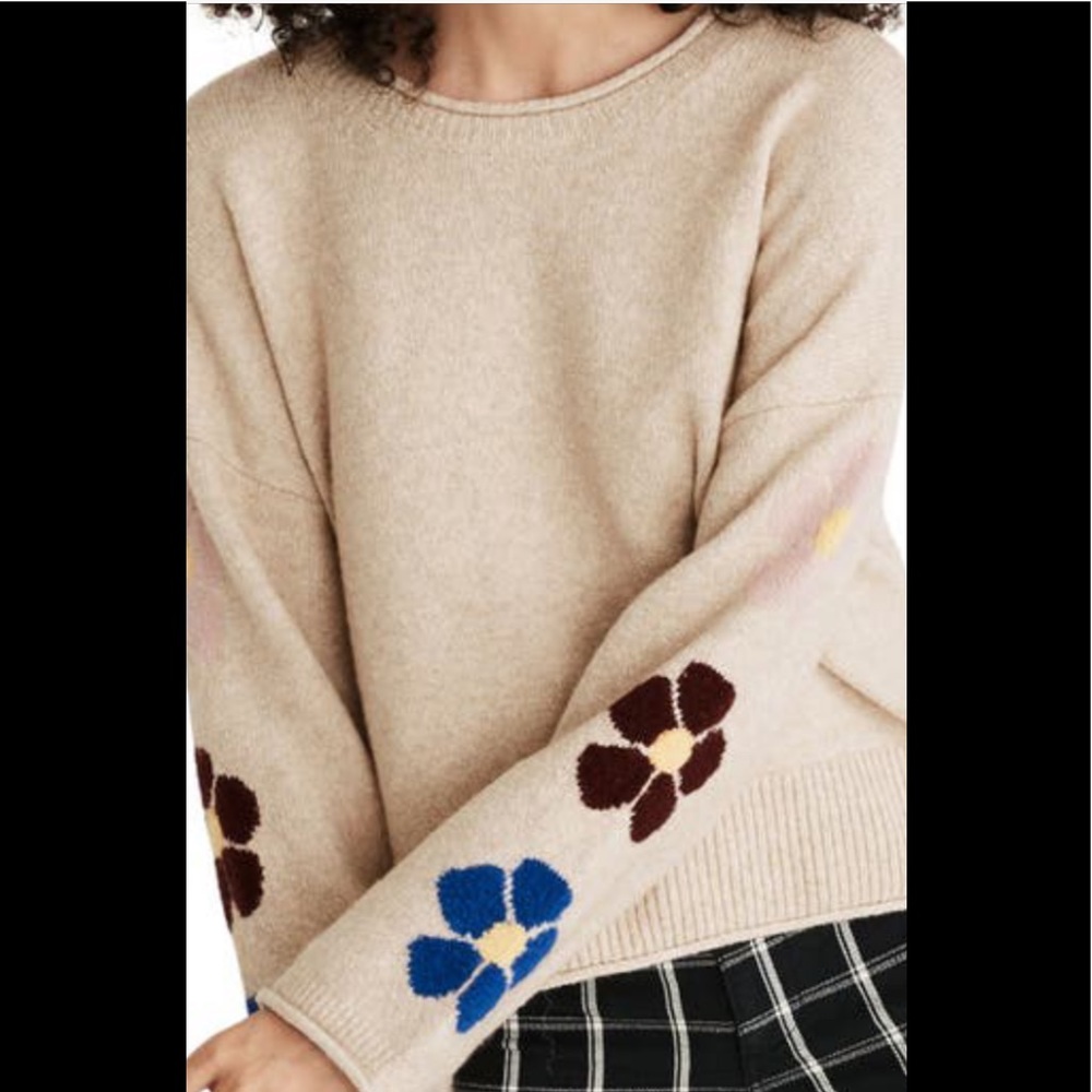 Madewell Belmore Floral Sleeve pullover sweater